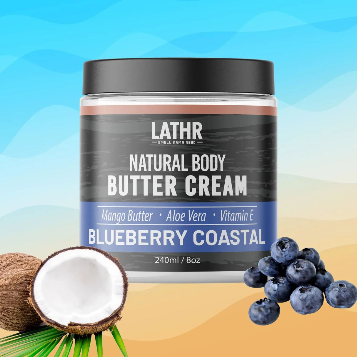 Body Butter Cream Blueberry Coastal 8oz - LATHR
