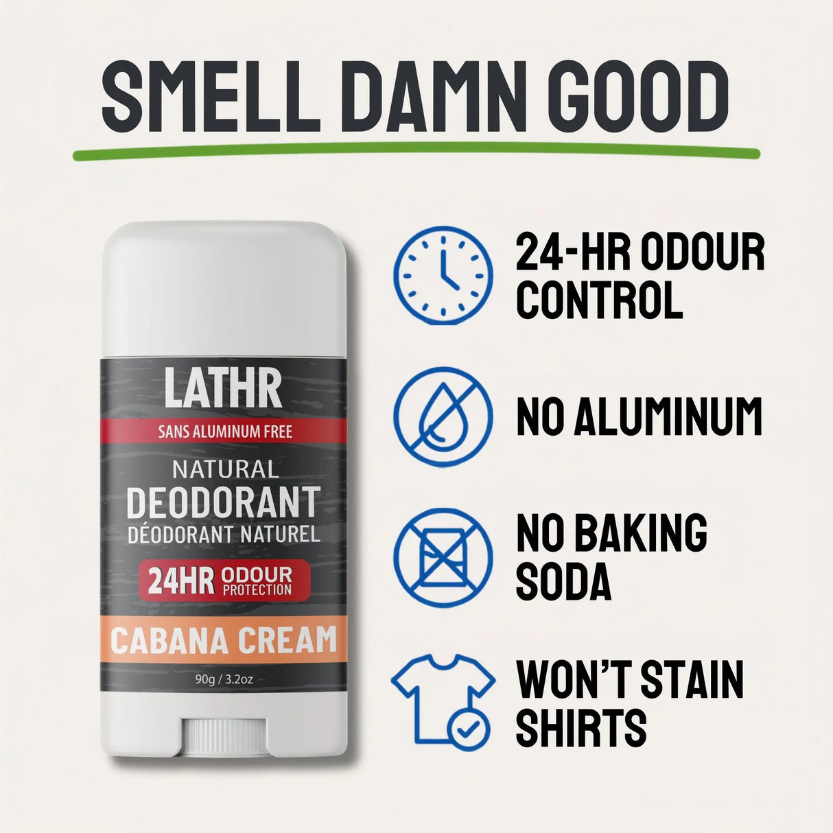 Natural Deodorant Cabana Cream LATHR Made In Canada