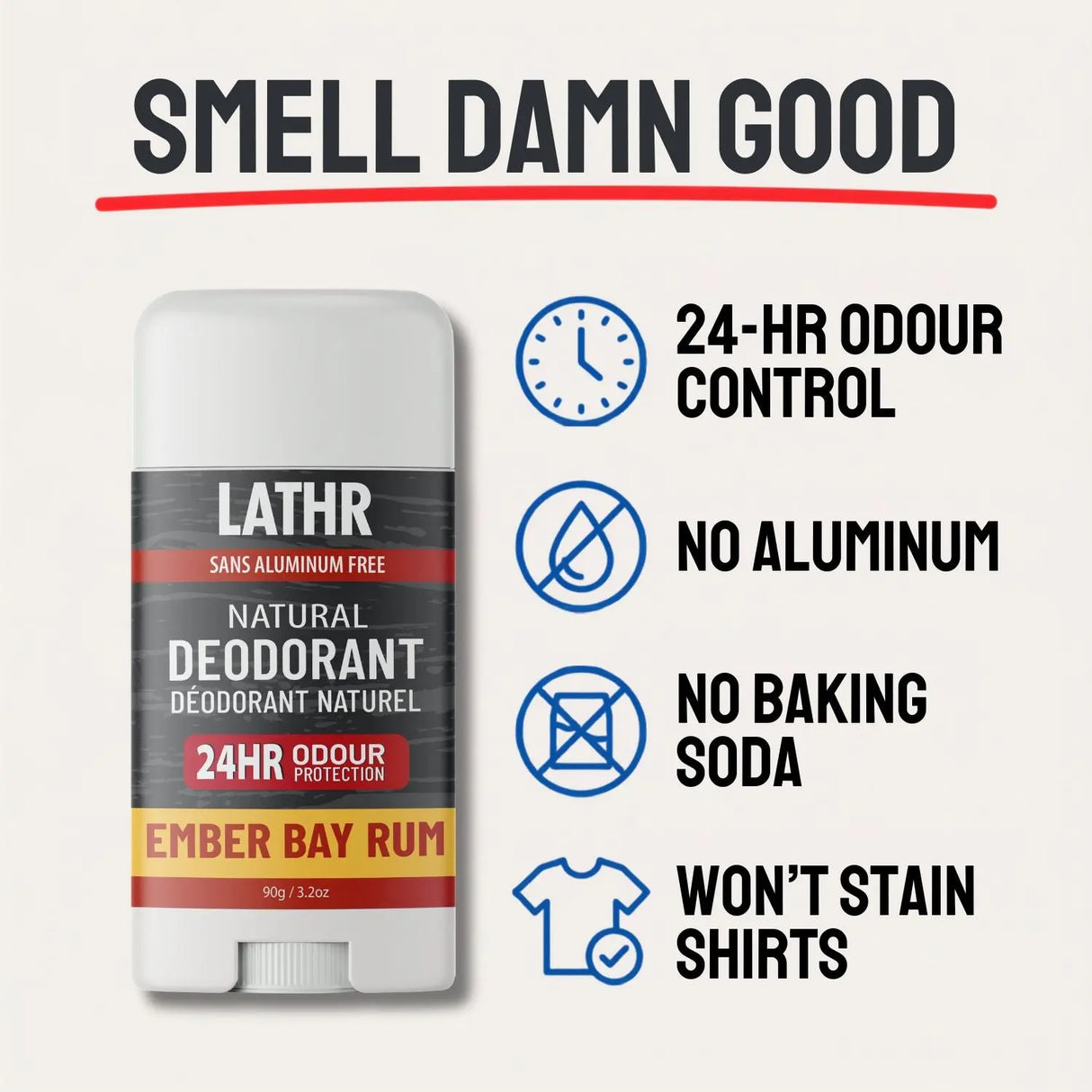 Natural Deodorant Ember Bay Rum LATHR Made In Canada