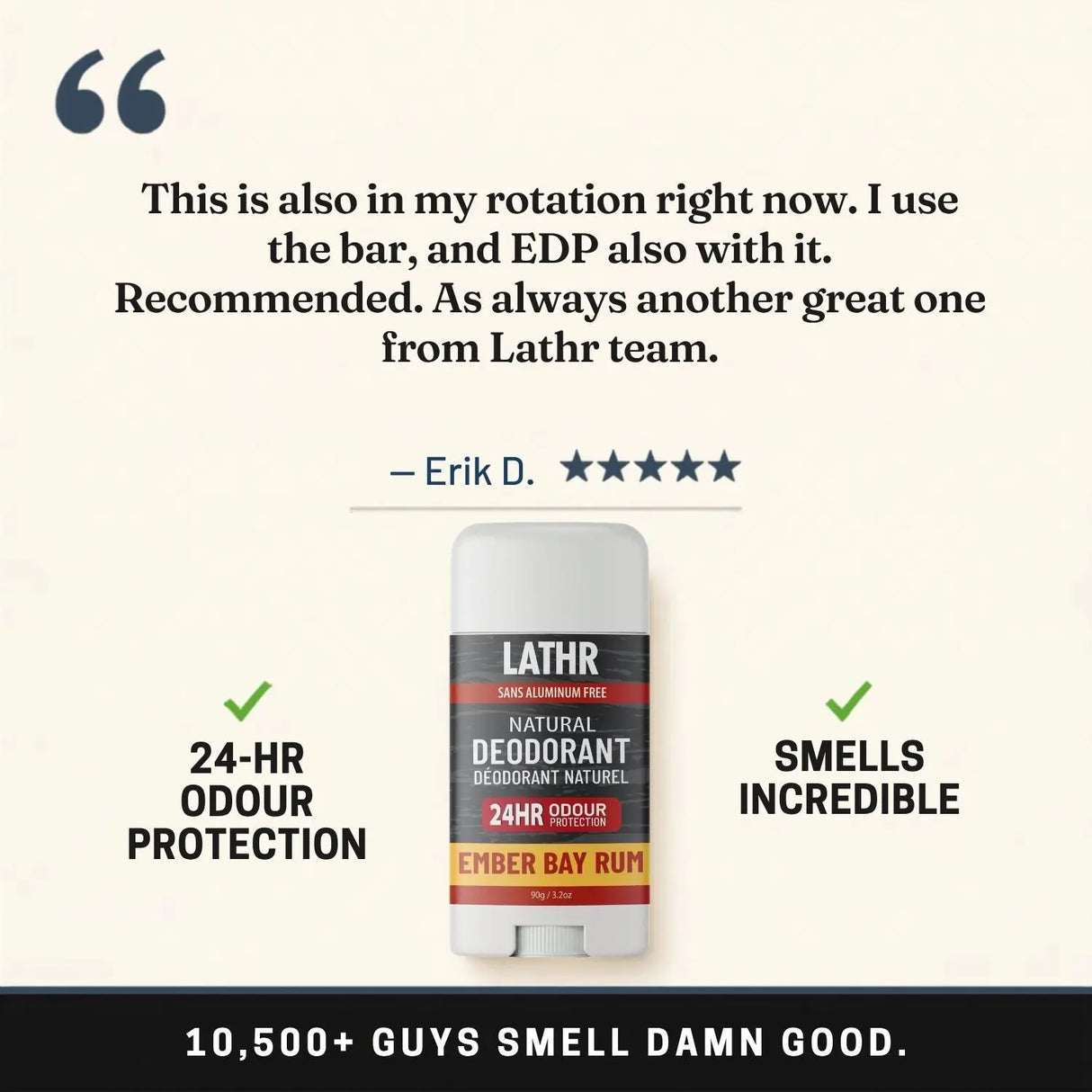 Natural Deodorant Ember Bay Rum LATHR Made In Canada