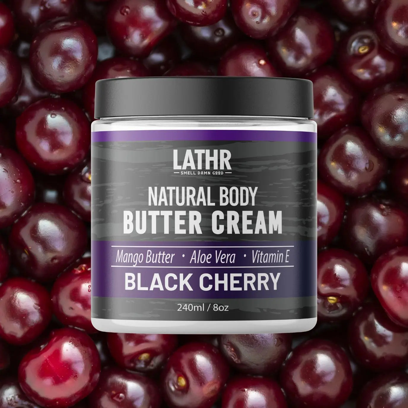 Body Butter Cream Black Cherry 8oz LATHR Made In Canada