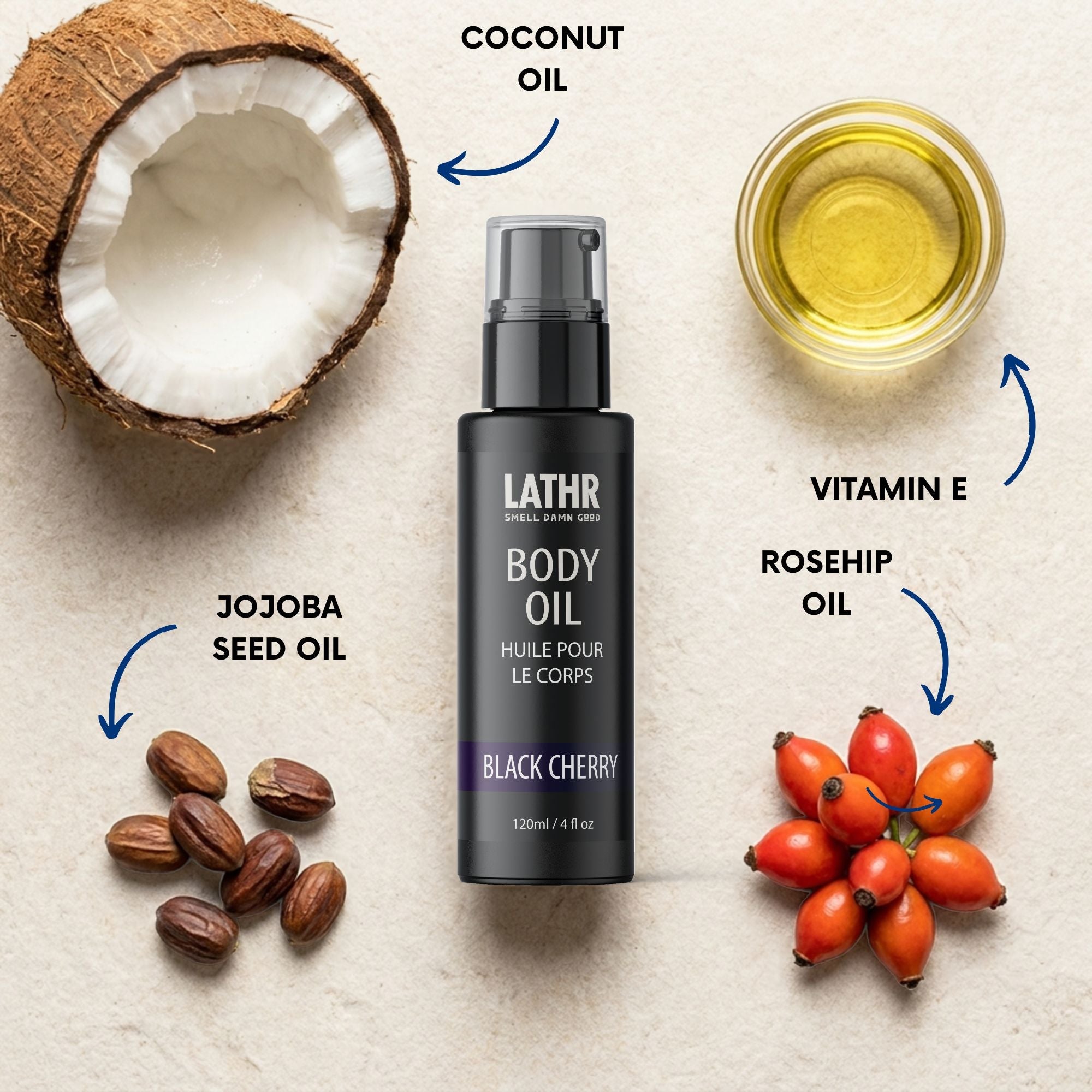 Black Cherry Body Oil LATHR Made In Canada
