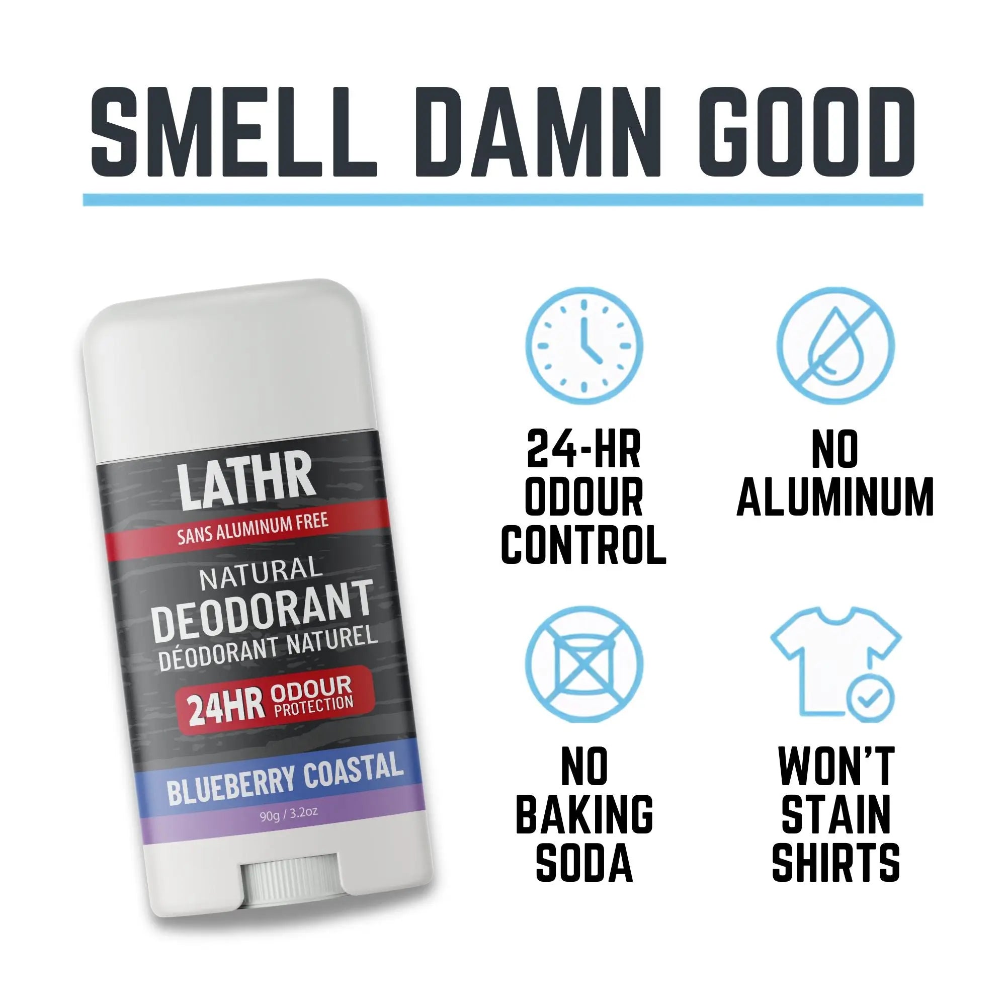 Natural Deodorant Blueberry Coastal LATHR Made In Canada