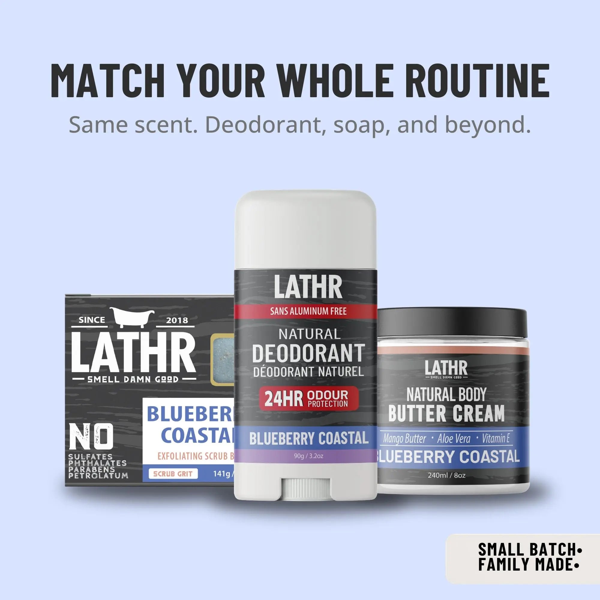 Natural Deodorant Blueberry Coastal LATHR Made In Canada