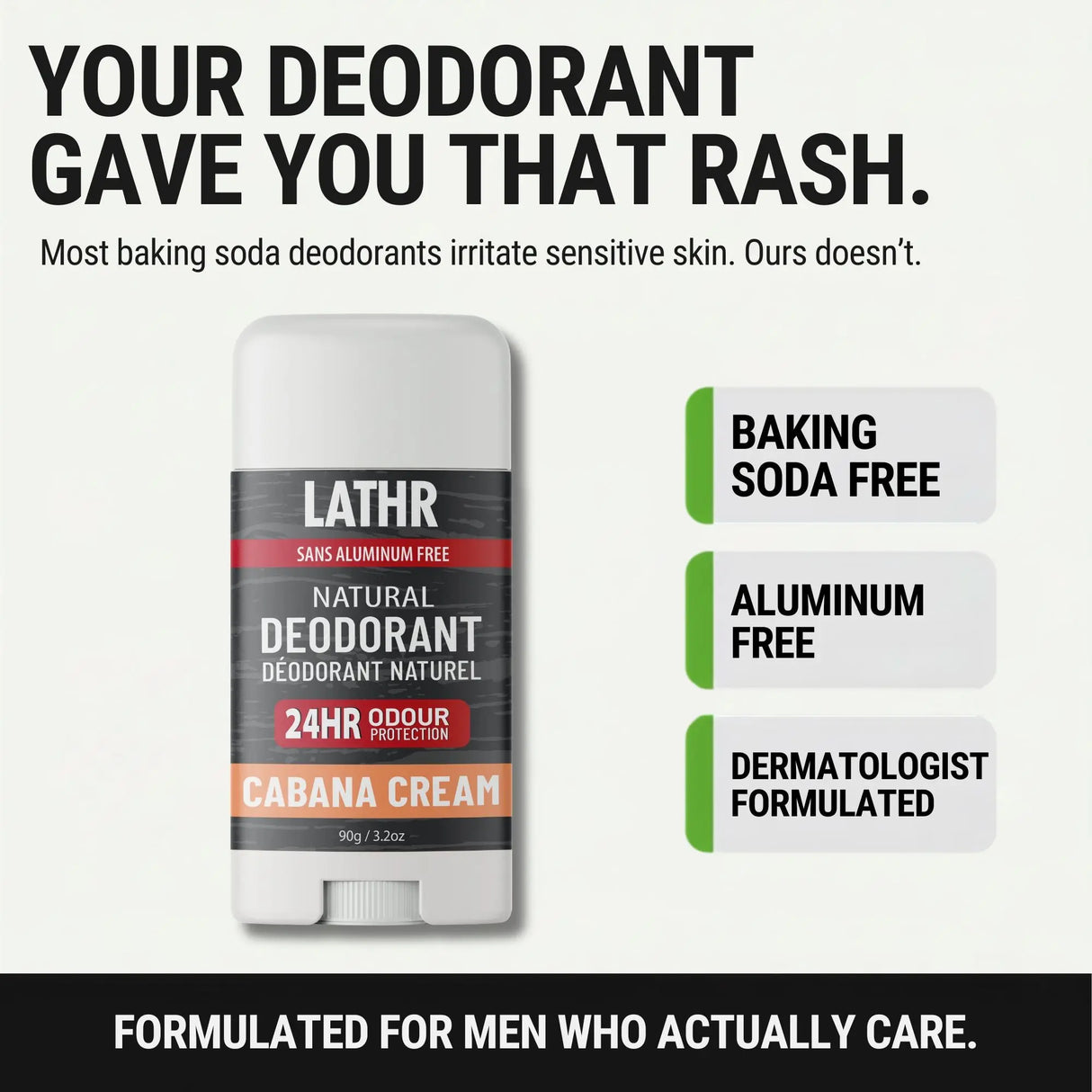 Natural Deodorant Cabana Cream LATHR Made In Canada