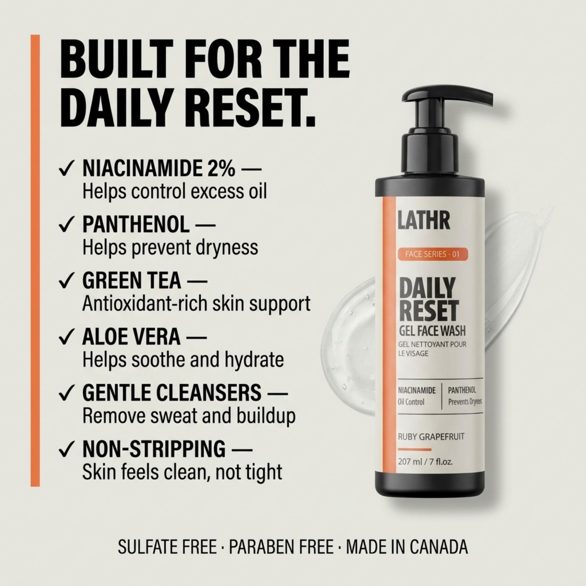 Daily Reset Gel Face Wash LATHR Made In Canada