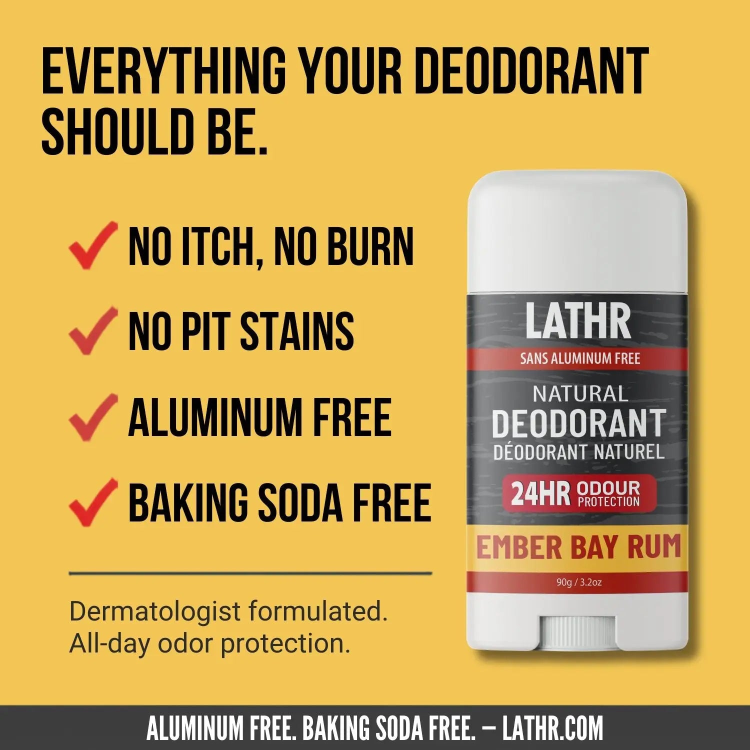 Natural Deodorant Ember Bay Rum LATHR Made In Canada