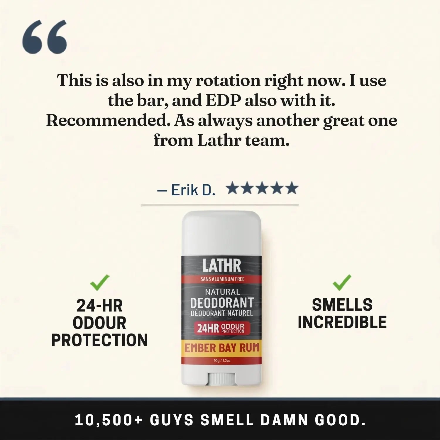 Natural Deodorant Ember Bay Rum LATHR Made In Canada