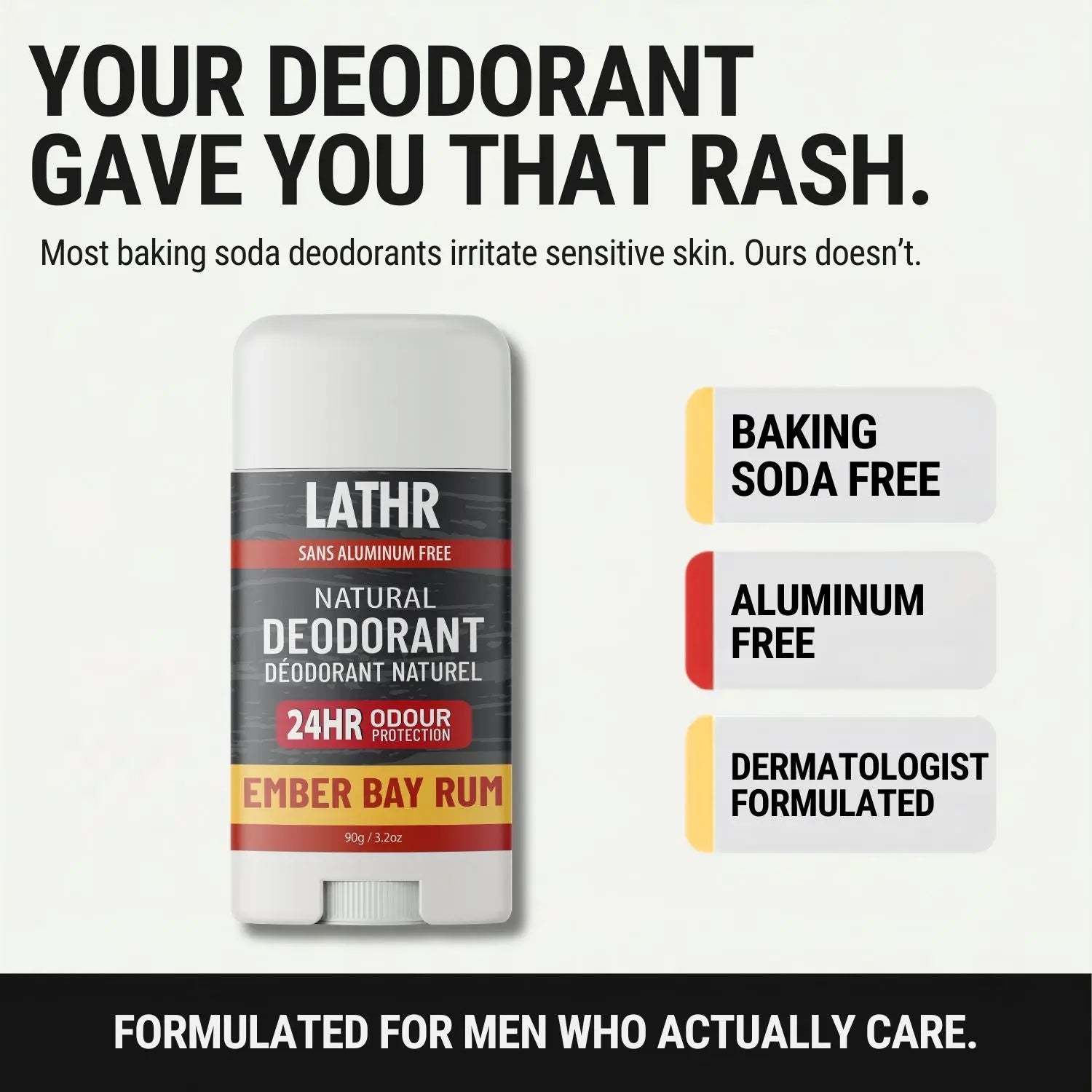 Natural Deodorant Ember Bay Rum LATHR Made In Canada