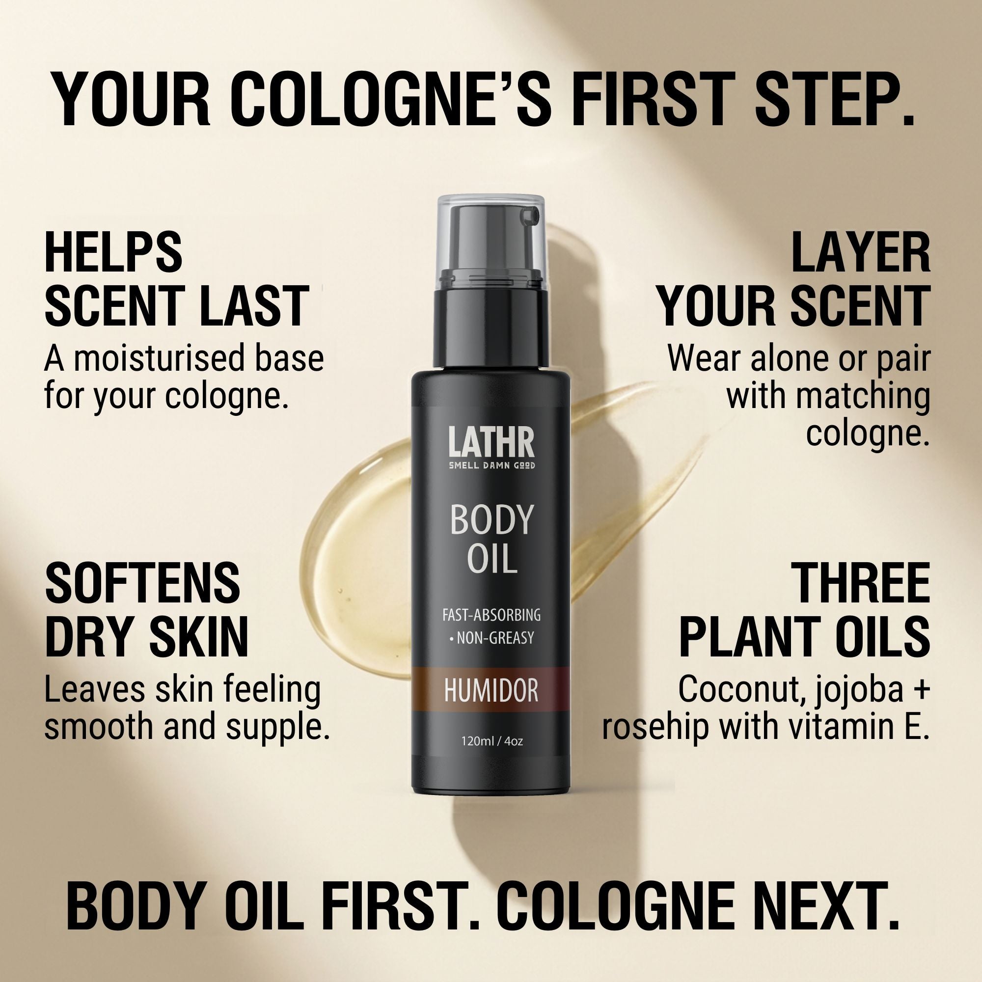 Humidor Body Oil LATHR Made In Canada