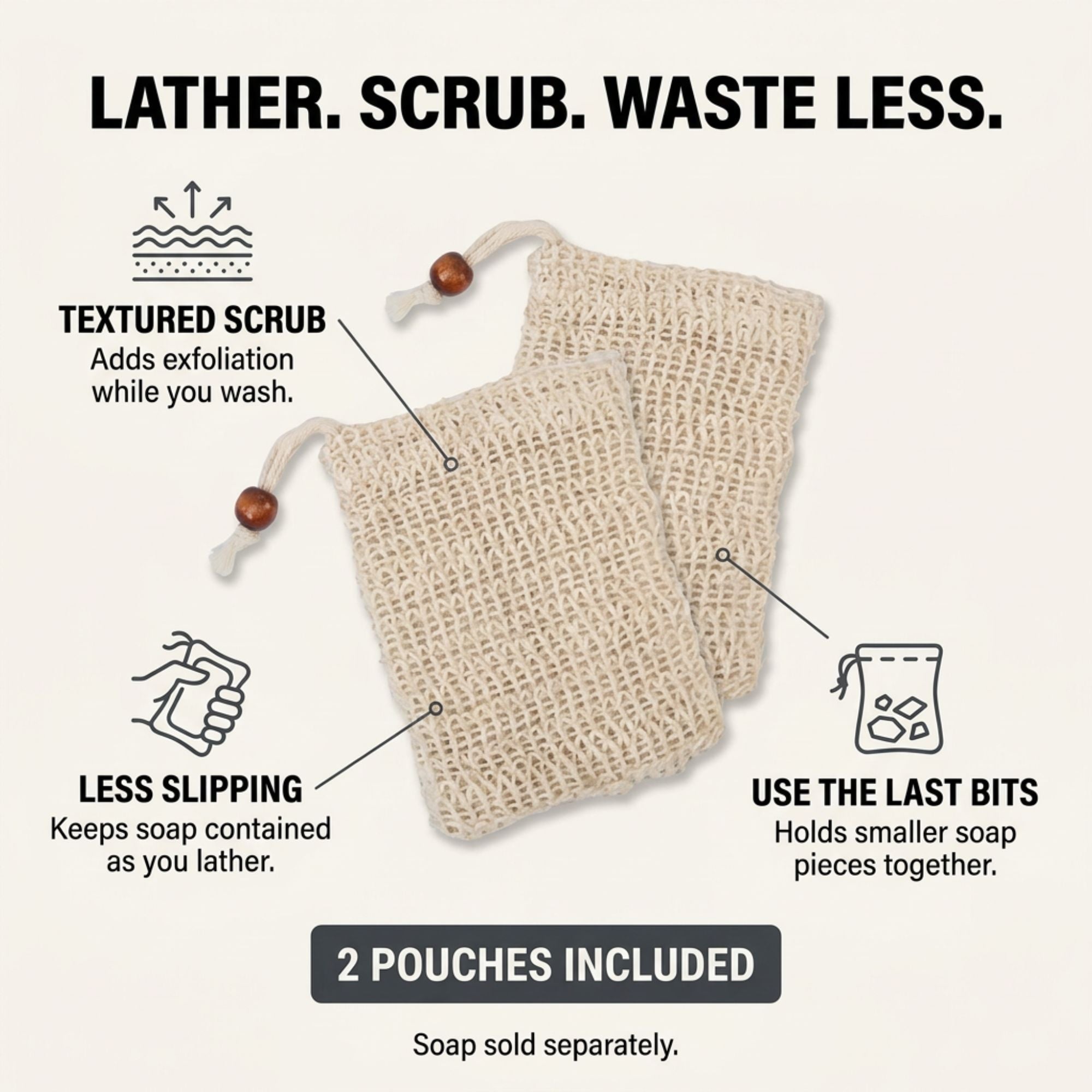 Soap Saver Pouches — 2 Pack LATHR Made In Canada