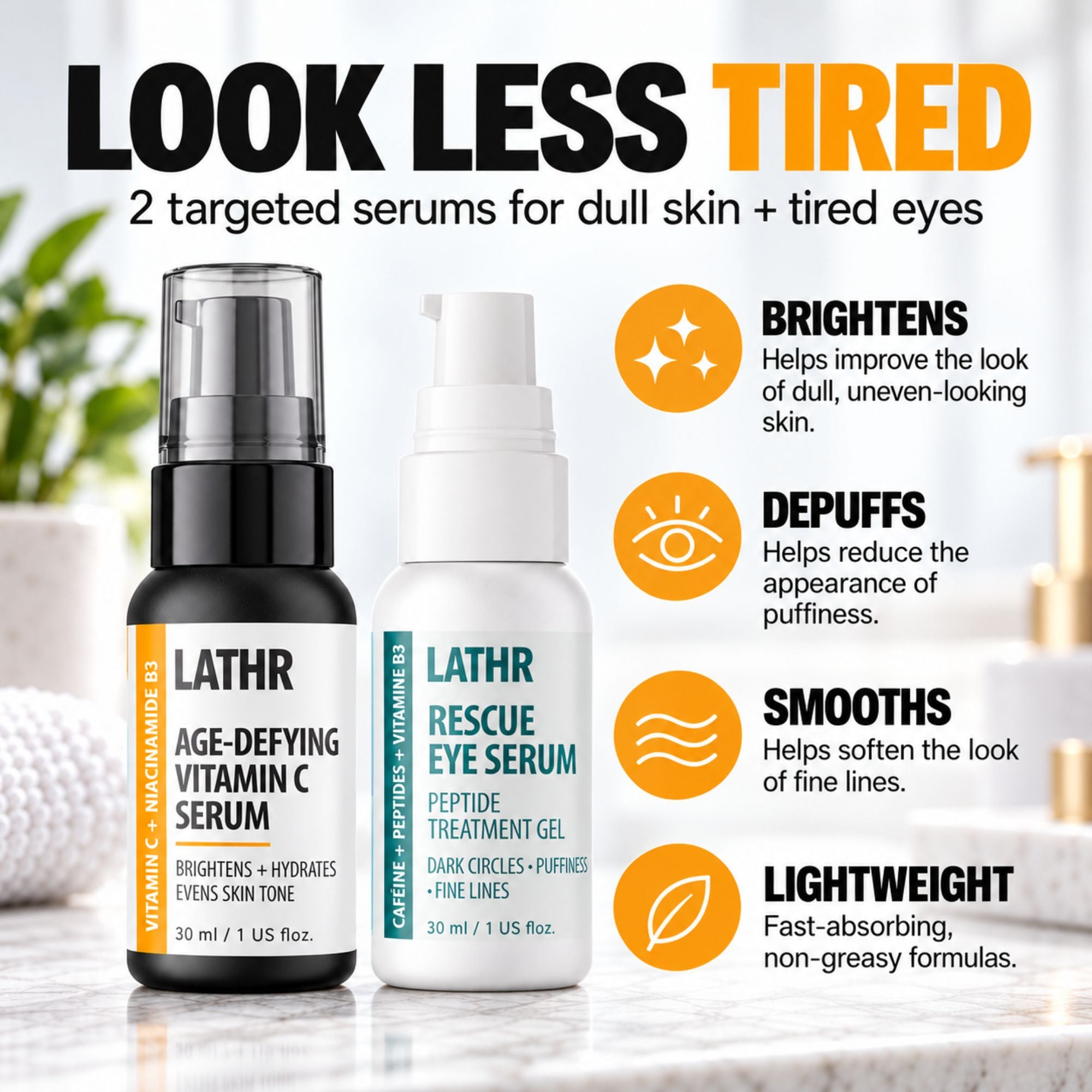 Tired Eyes Routine - Vitamin C + Eye Serum Bundle LATHR Made In Canada