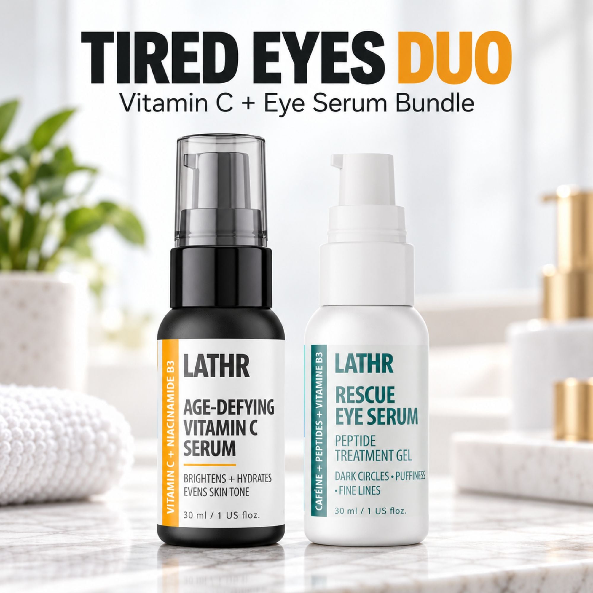 Tired Eyes Routine - Vitamin C + Eye Serum Bundle LATHR Made In Canada